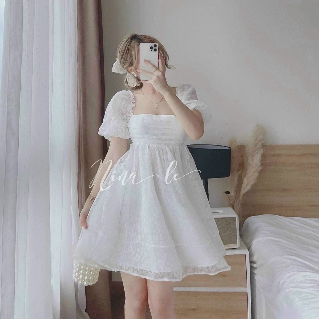 [Hỏa Tốc HCM] Đầm babydoll ren nổi - Maxi Ngọc Lan