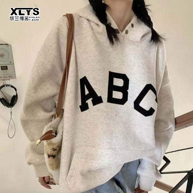 Áo hoodie XINLANYASHE dáng rộng phong cách Hàn Quốc thời trang cho nữ