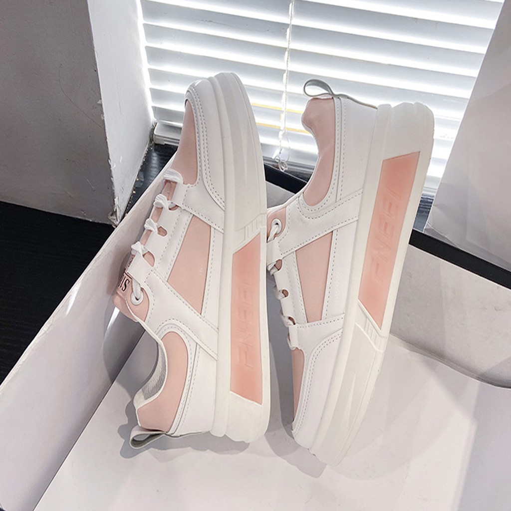 Giày Sneaker Nữ BUXINO14 Giày Thể Thao Nữ Đế Bằng 4cm Cột Dây Cổ Thấp Ulzzang Chạy Bộ Đi Học Đi Chơi Size Từ 36 Đến 39