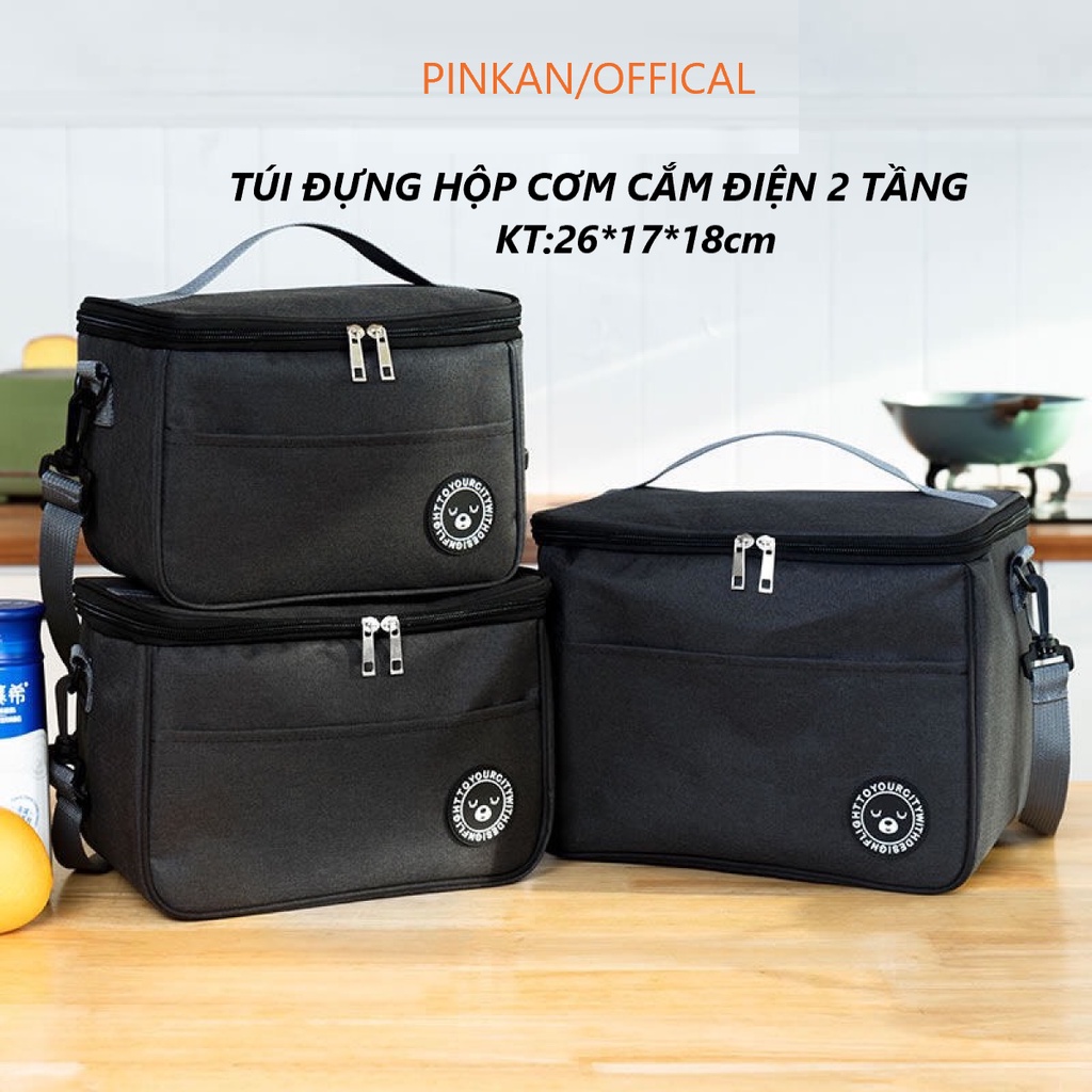 Túi giữ nhiệt,túi đựng hộp cơm cắm điện 2 tầng ,túi bảo quản thức ăn thiết kế sang trọng đẹp mắt TTC07