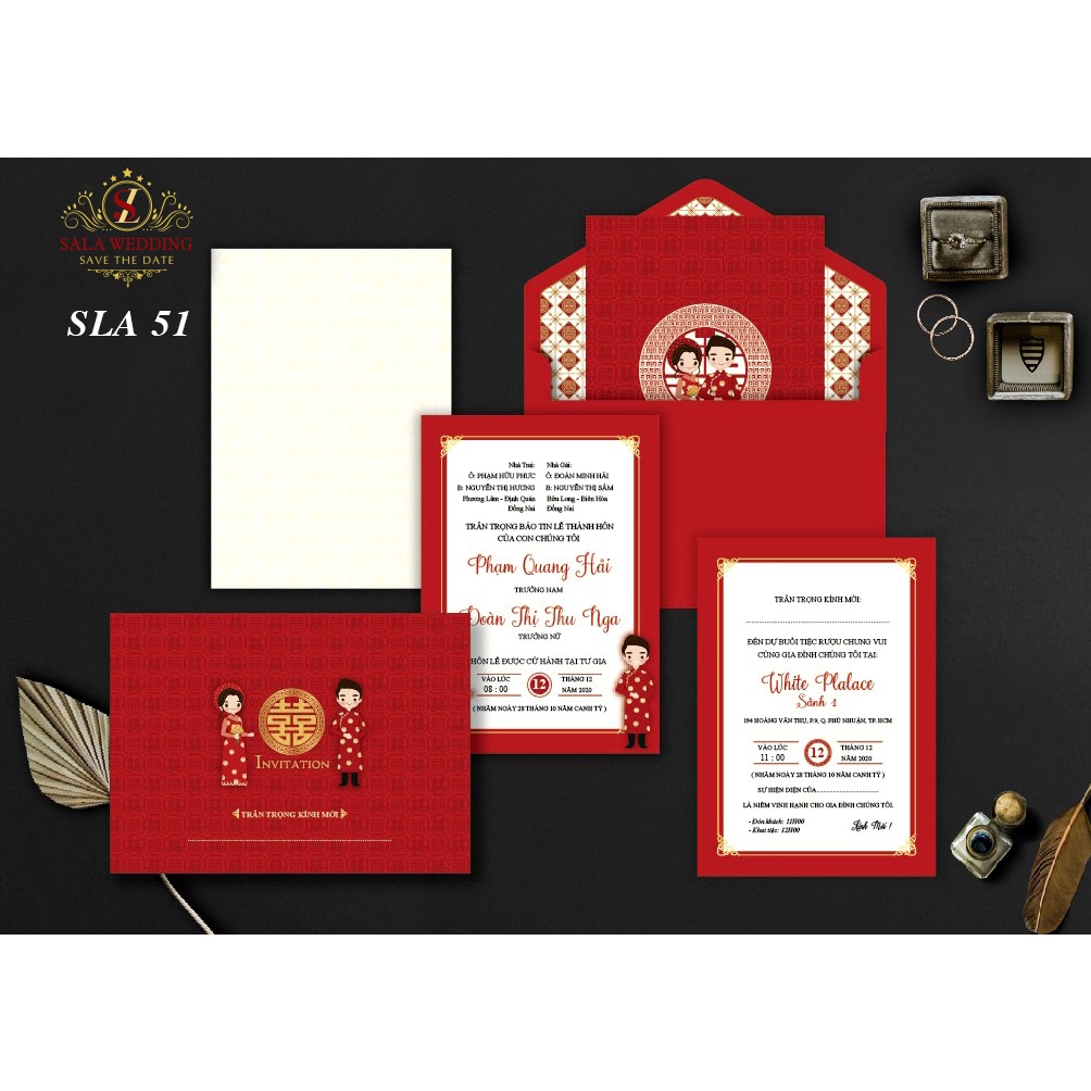 Thiệp cưới A51 màu đỏ