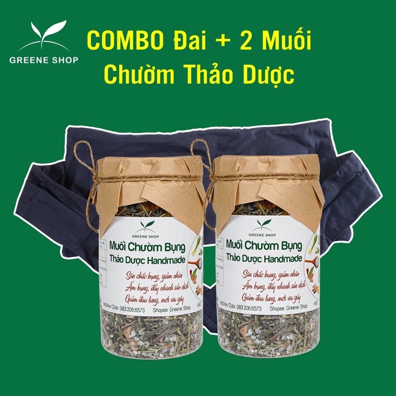 [Combo] Đai + muối chườm bụng thảo dược handmade