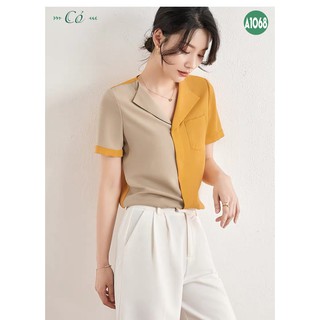 Áo sơ mi cổ vest phối màu - A1068