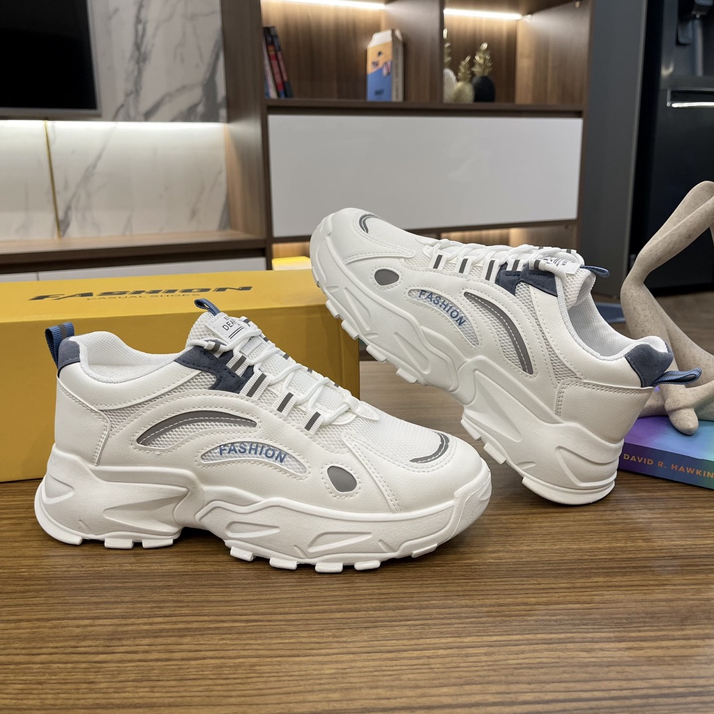 Giày nam, Giày thể thao tăng chiều cao Trắng phối xanh G202