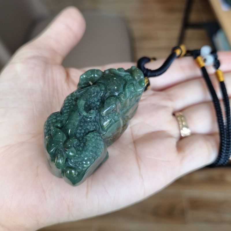 Dây Chuyền Nam Tỳ Hưu Màu Xanh Rêu Ngọc Tảo