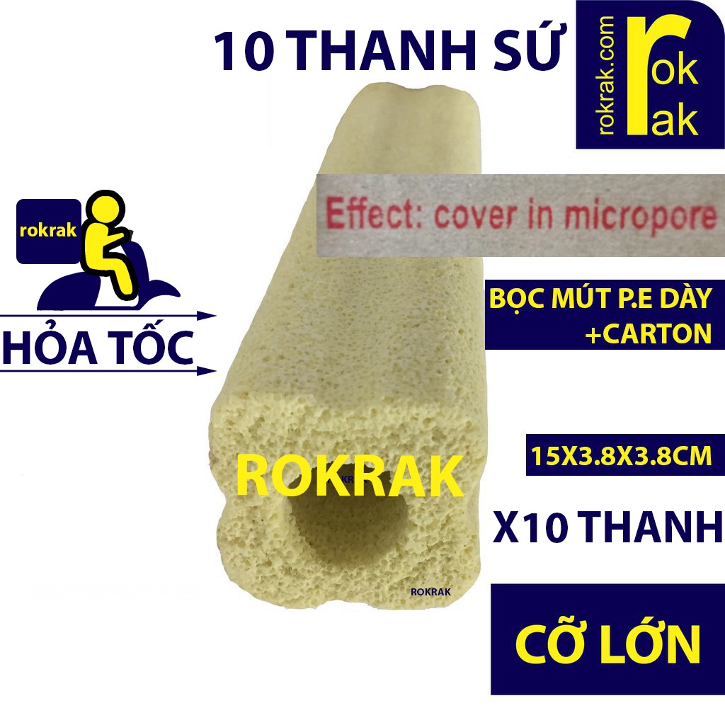 COMBO 10 SỨ THANH VÀNG LỚN lọc hồ cá ~3.8x15cm - nhiều phân loại