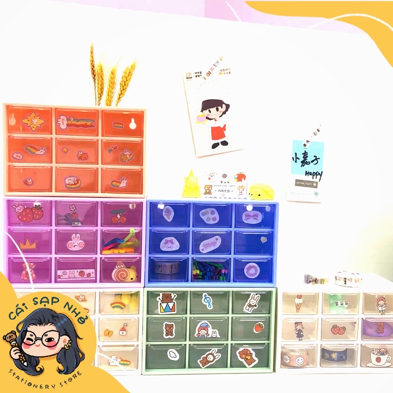 Tủ nhựa mini đa năng 9 ngăn dễ thương nhỏ nhắn 18×12×10cm | BigBuy360 - bigbuy360.vn