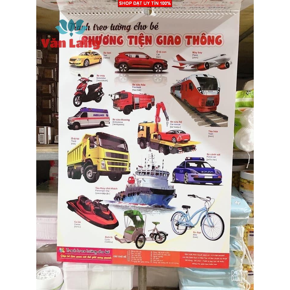 Bộ Tranh treo tường, Học song ngữ, học bảng chữ cái 12 Chủ đề kích thước 40 x 60 cm