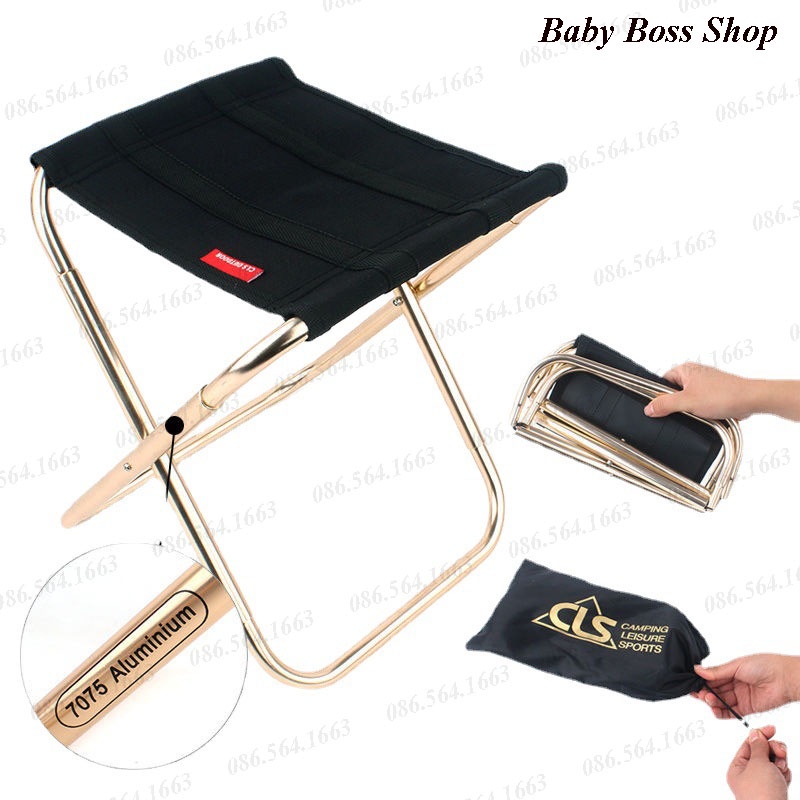 Ghế Gấp Gọn Dã Ngoại Mini Bỏ Túi Hợp Kim Nhôm - Ghế Du Lịch Cắm Trại Câu Cá Tải Trọng 70kg