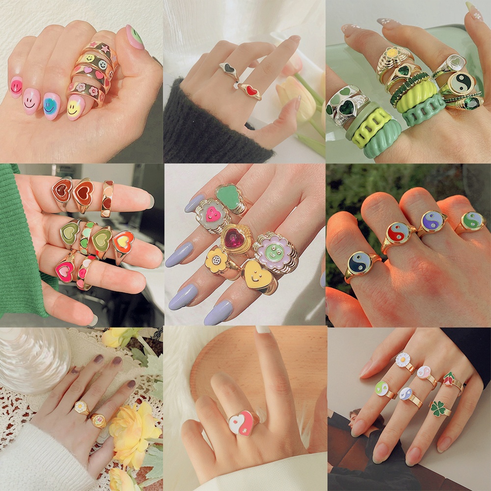 Nhẫn Đeo Ngón Tay Nhiều Kiểu Dáng Và Màu Sắc Tuỳ Chọn Phong Cách Hàn Quốc Thời Trang Cho Nữ