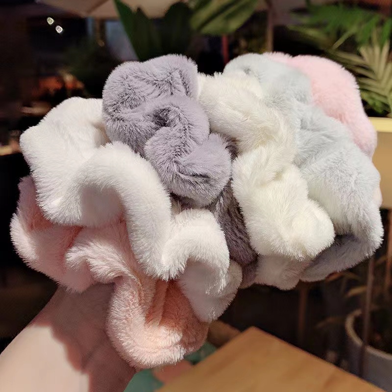 [Giảm Giá Giải Phóng Mặt Bằng] Dây Buộc Tóc Lông Nhung Bồng Bềnh Co Giãn Hàn Quốc Pengikat Rambut Wanit