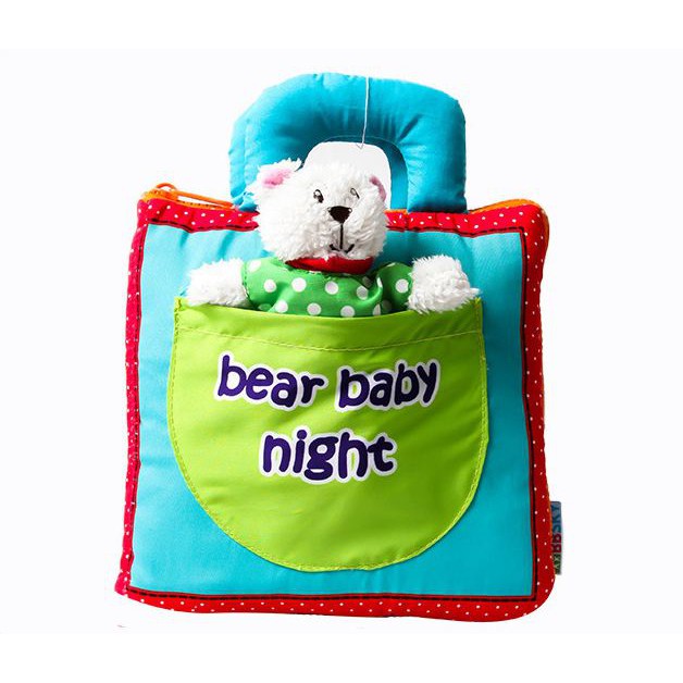 Đồ chơi,sách vải an toàn cho bé sơ sinh,cuốn sách vải Bear baby night tương tác với bé giúp phát triển các giác quan cho