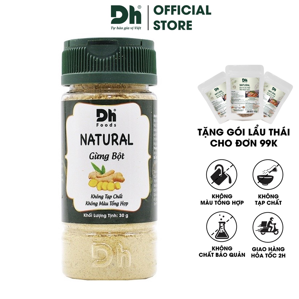 Bột gừng Natural Dh Foods hũ gia vị, nguyên liệu 30Gr