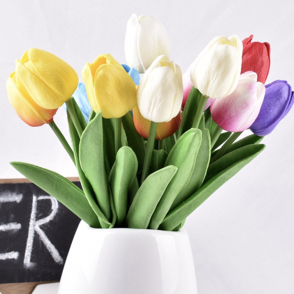 Hoa giả - Hoa tulip lá thẳng PU cao cấp - decor trang trí nhà cửa Lizflower