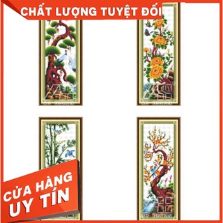 Tranh Thêu Tay TỨ QUÝ TÙNG CÚC TRÚC MAI (TQ đại)