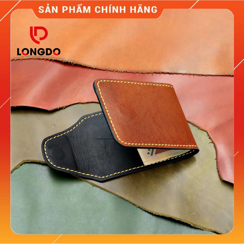 Ví Sen 5 Cao Cấp - Cam Kết 100 % Da Bò Thật - Ví Mini Nam Màu Bò Cháy Hàng Chính Hãng Thương Hiệu Longdo Leather