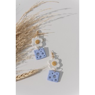 Bông tai phong cách Hàn Quốc, đơn giản thời trang, họa tiết hoa cúc trắng