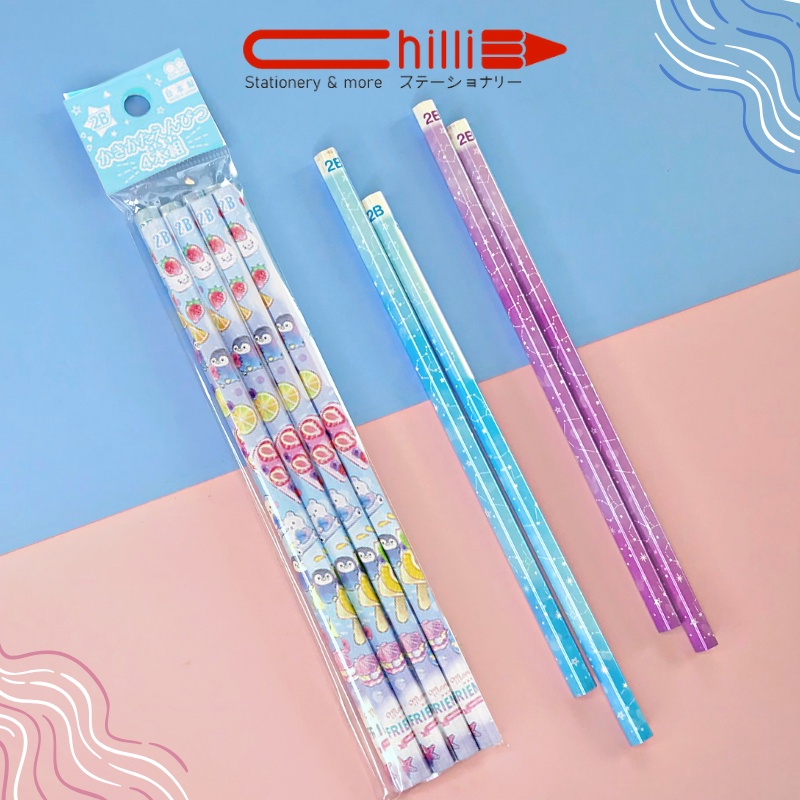 Set 4 Bút Chì Nhật 2B Chất Lượng Cao, Họa Tiết Hoạt Hình Độc Quyền Siêu Đáng Yêu, An Toàn Cho Mọi Người.