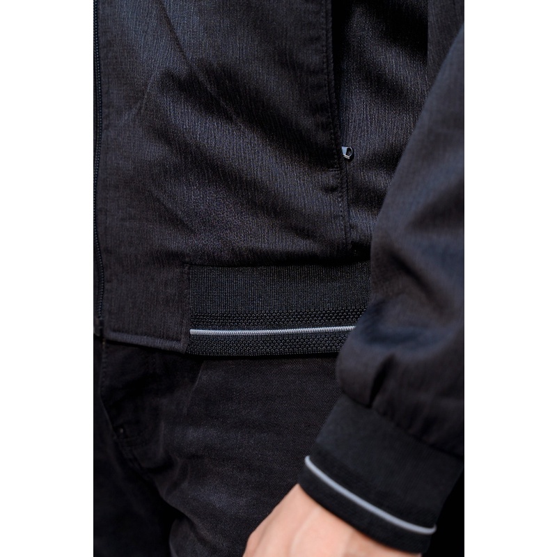 Áo Khoác Nam Owen JK61042 Jacket Regular fit Suông Màu Đen Vân Dọc Bo Cổ Tay Và Gấu Áo Phối Viền Trắng Chất Polyester