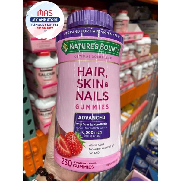 (11/2023)HAIR NAIL SKIN GUMMIES (230v) Kẹo Gum đẹp da tóc móng Hair