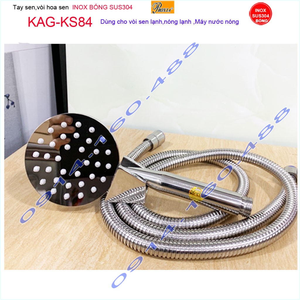 Vòi hoa sen tắm KAG-KS84 inox 304 bóng, Sales shower head 1 vòi sen +1 dây sen tắm vòi hoa sen SUS304 tia nước mạnh