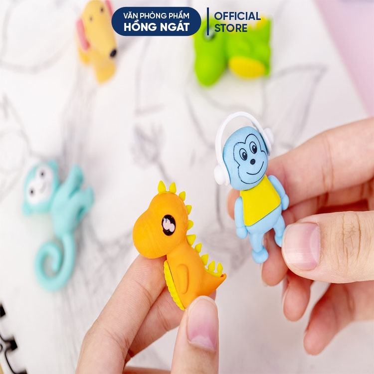 Tẩy bút chì khỉ nghe nhạc, đồ dùng học tập dễ thương gôm tẩy cute giá rẻ làm quà tặng học sinh văn phòng phẩm T41