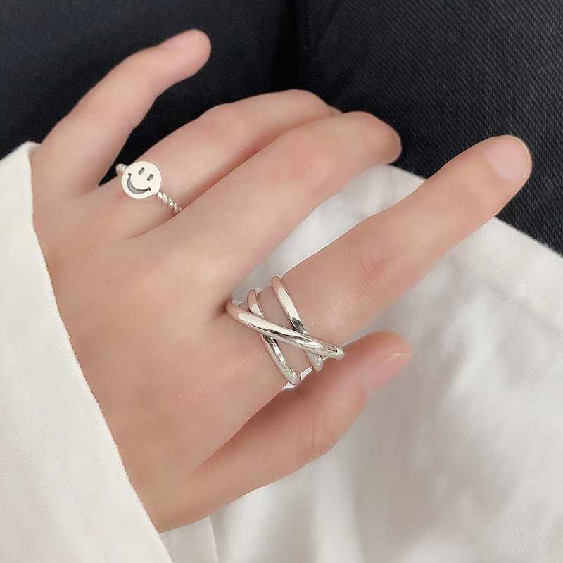 Nhẫn Thép Titan B758 Phong Cách Hàn Quốc Cho Nam Nữ