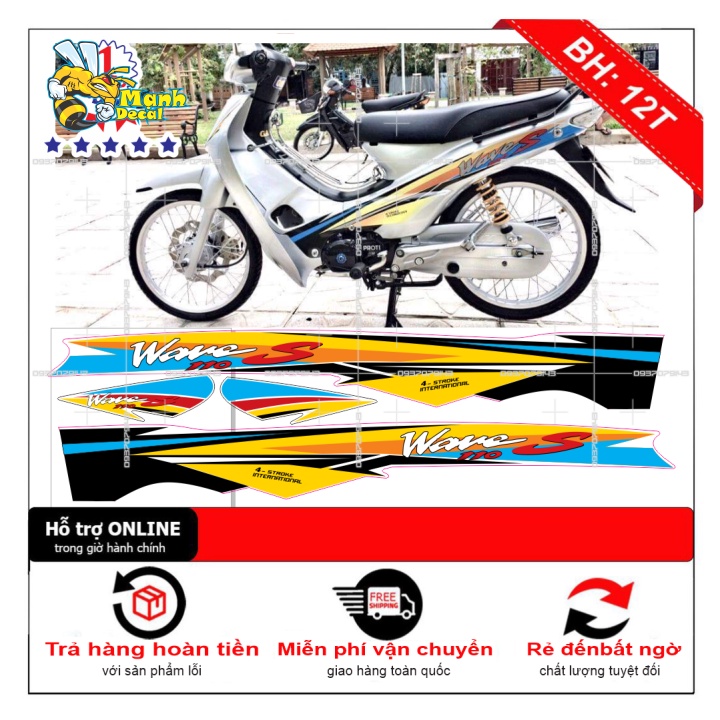 Ten rời xe wave nhỏ đời đầu dán xe bạc