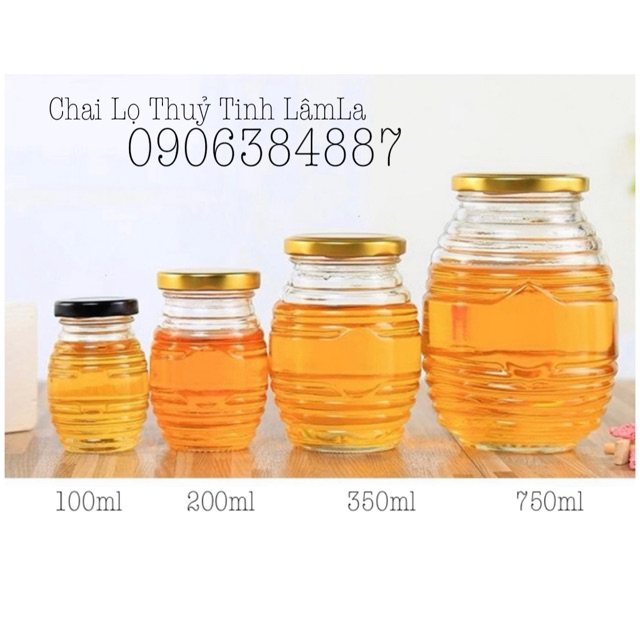 Hũ Thuỷ Tinh Hình Ong Nắp Thiếc 350ml - 750ml