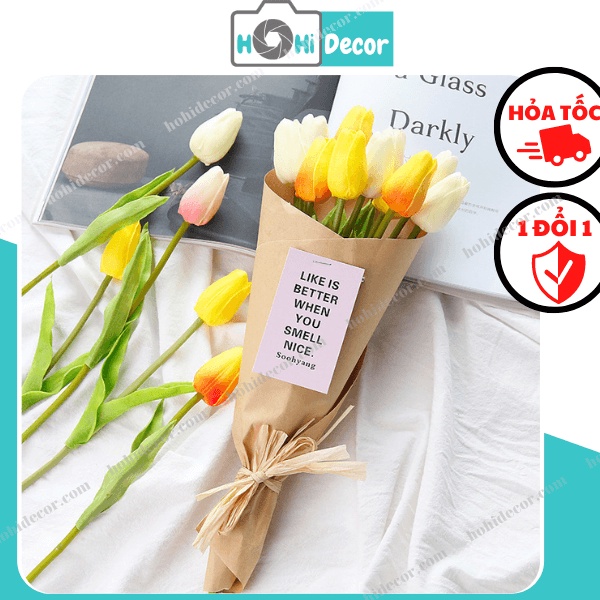 Hoa Tulip Giả Decor Chụp Ảnh, Bông Vải Trang Trí Cắm Bình Để Bàn Học, Phòng Khách, Hoa Nhựa Đẹp Cao Cấp - HoHi Decor