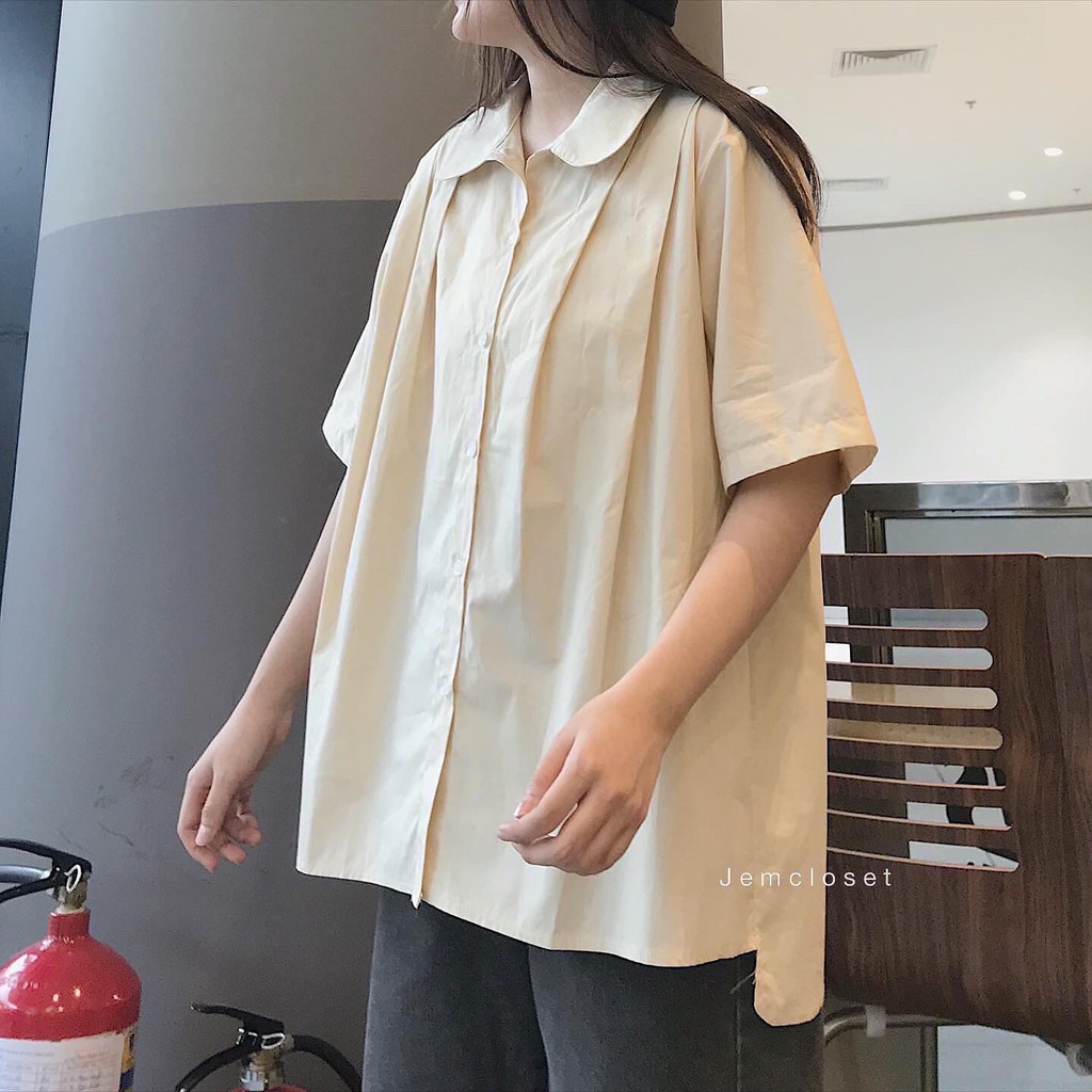 Áo Sơ Mi Nữ Tay Ngắn Form Rộng Với Thiết Kế Phong Cách Hàn Quốc Basic UA - 1731 ( Jem Closet )