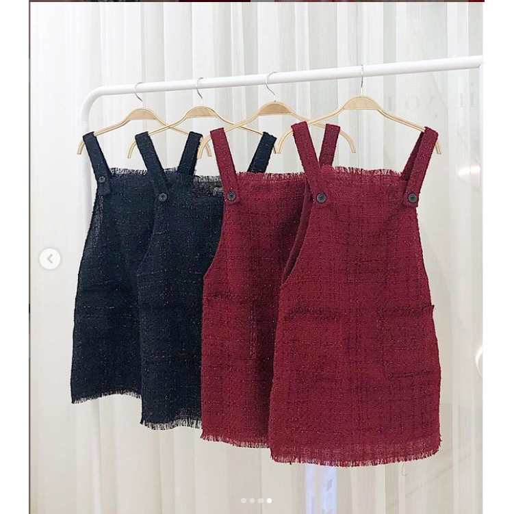 Váy yếm/ Đầm yếm đỏ Tweed Pinafore Naked By V NakedByV