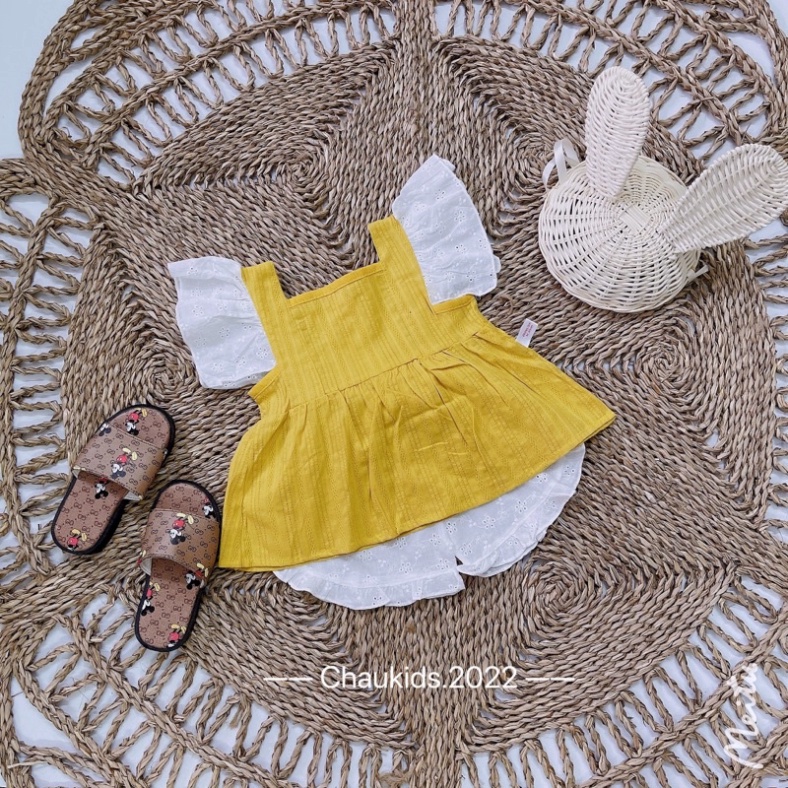 Bộ cánh tiên kèm quần đùi trắng cho bé gái, Bộ tay trắng 2022 bé gái