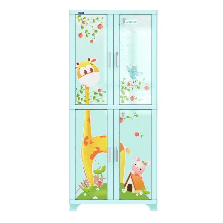 Tủ nhựa Duy Tân Wing 4C - màu kem, trắng, dương, hồng - Kích thước (rộng x cao x sâu): 70 x 160 x 50 cm