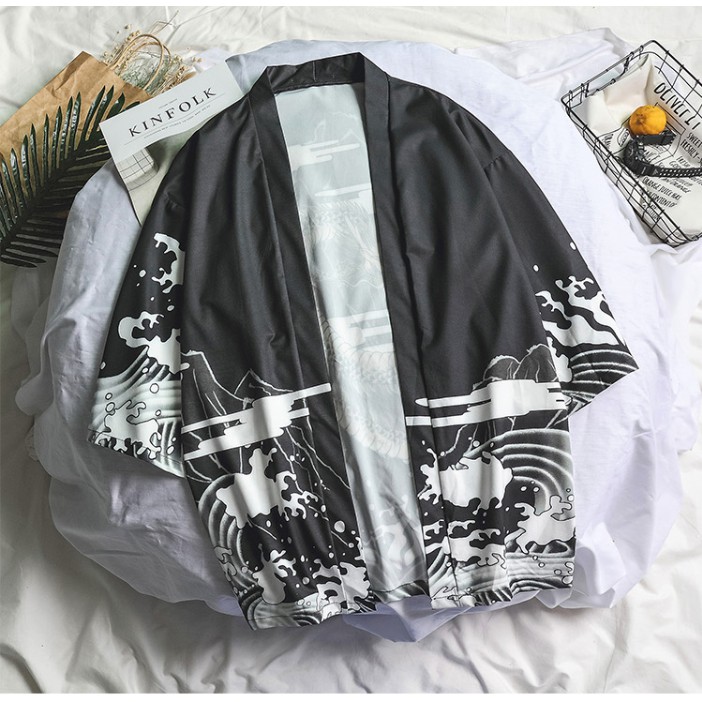 Áo Haori Rồng Đen Sakura Siêu Chất , hàng cao cấp, mã SK10