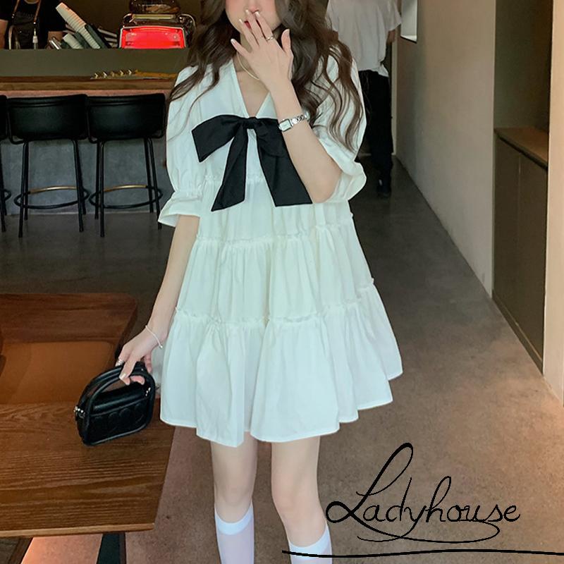 Đầm Dài Đến Khuỷu Tay Có Thắt Nơ Xếp Ly Trang Trí Cho Nữ