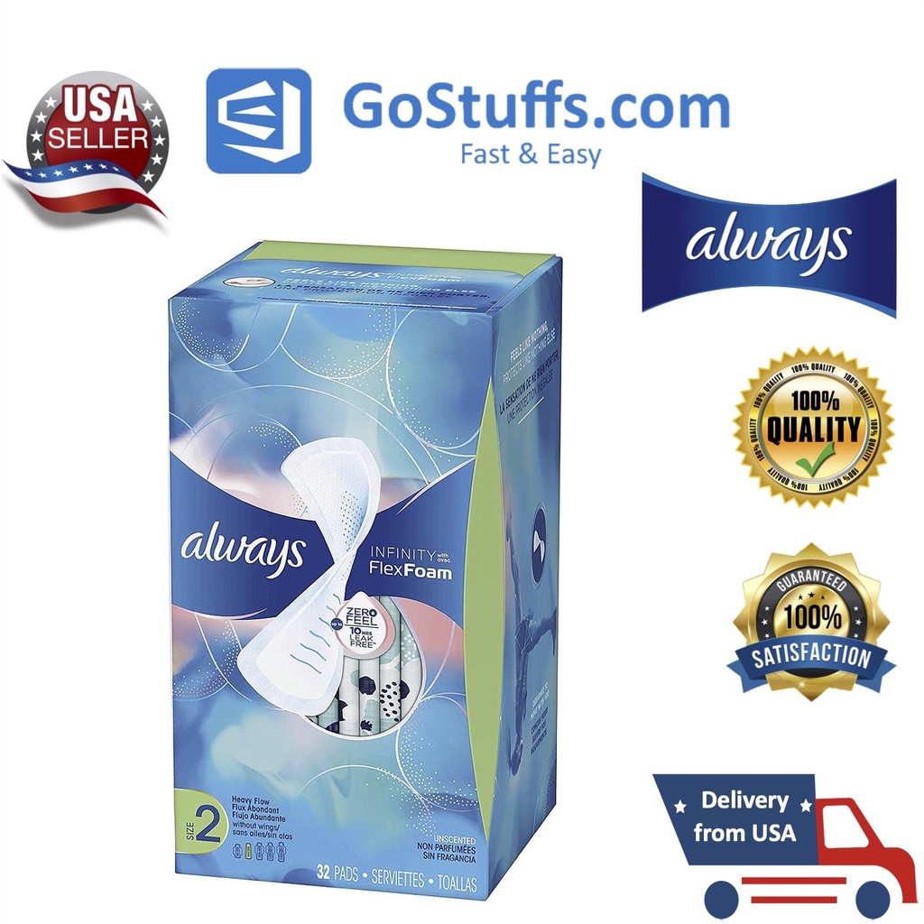Băng vệ sinh siêu mỏng size 2 Always Infinity Feminine Pads 32 miếng có cánh
