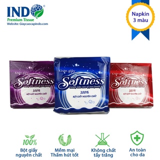 Giấy ăn vuông Napkin 3 màu Indo gói 80 tờ - Hàng đẹp giấy đặc biệt dai - GA003