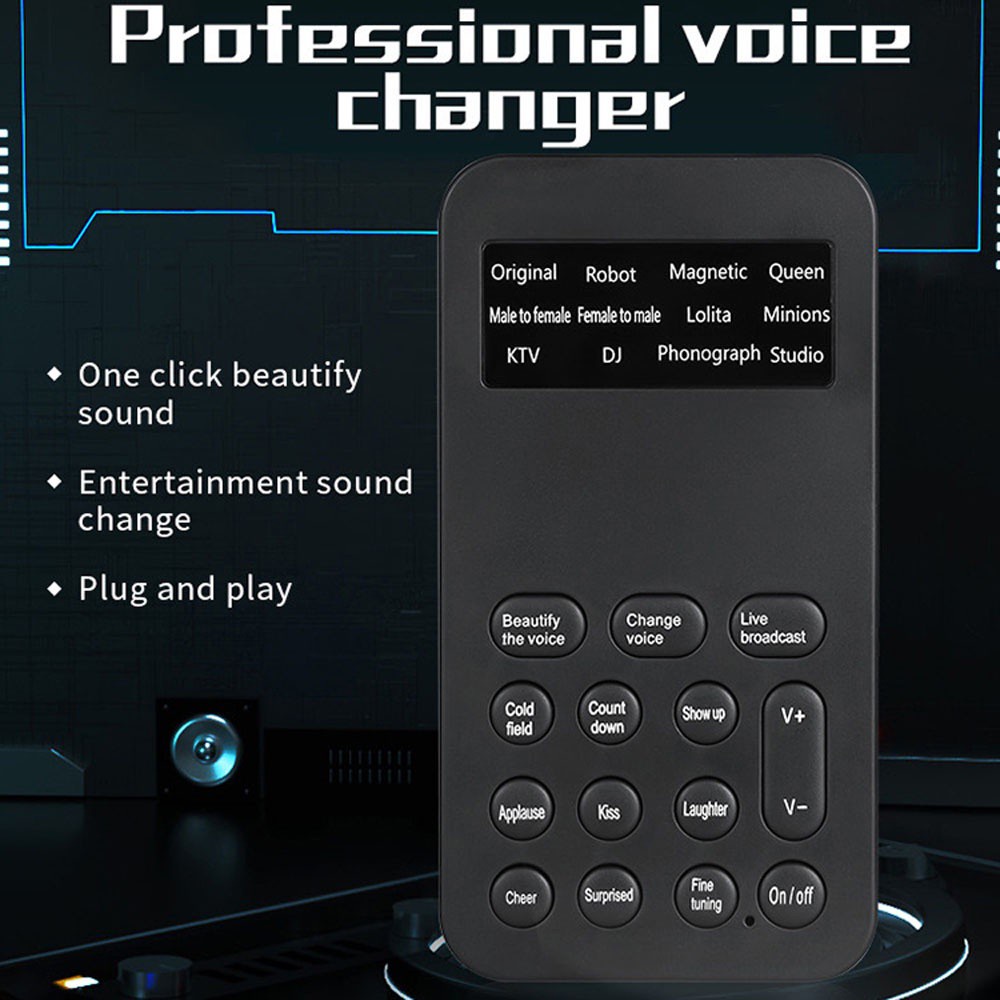 AUGUSTINA Mini Sound Card Computer Game Portable Audio Voice Changer Microphone Adjustment Supports Fine 12 Sound Change Modes For Phone Computer Funny Computer Components/Multicolor