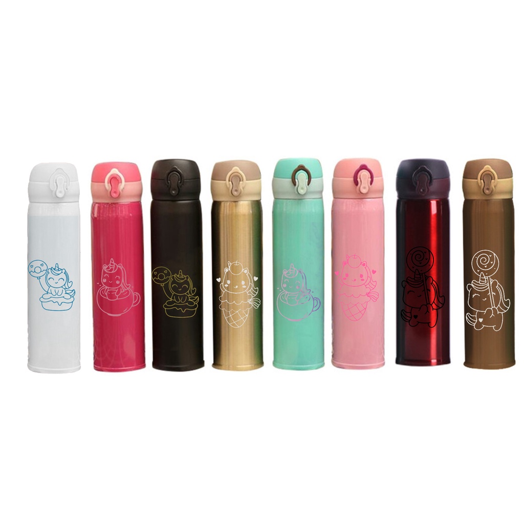 bình nước 2 lớp ngựa thần unicorn B2DC11 dễ thương cute hoạt hình 400-500ml