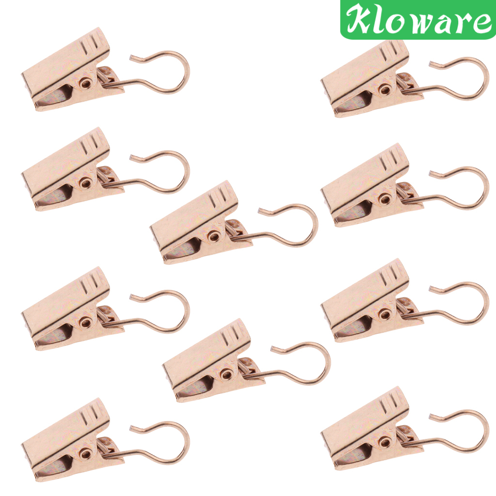 Set 10 Kẹp Giữ Rèm Cửa Bằng Thép Không Gỉ 32mm Kèm Lò Xo Màu Bạc