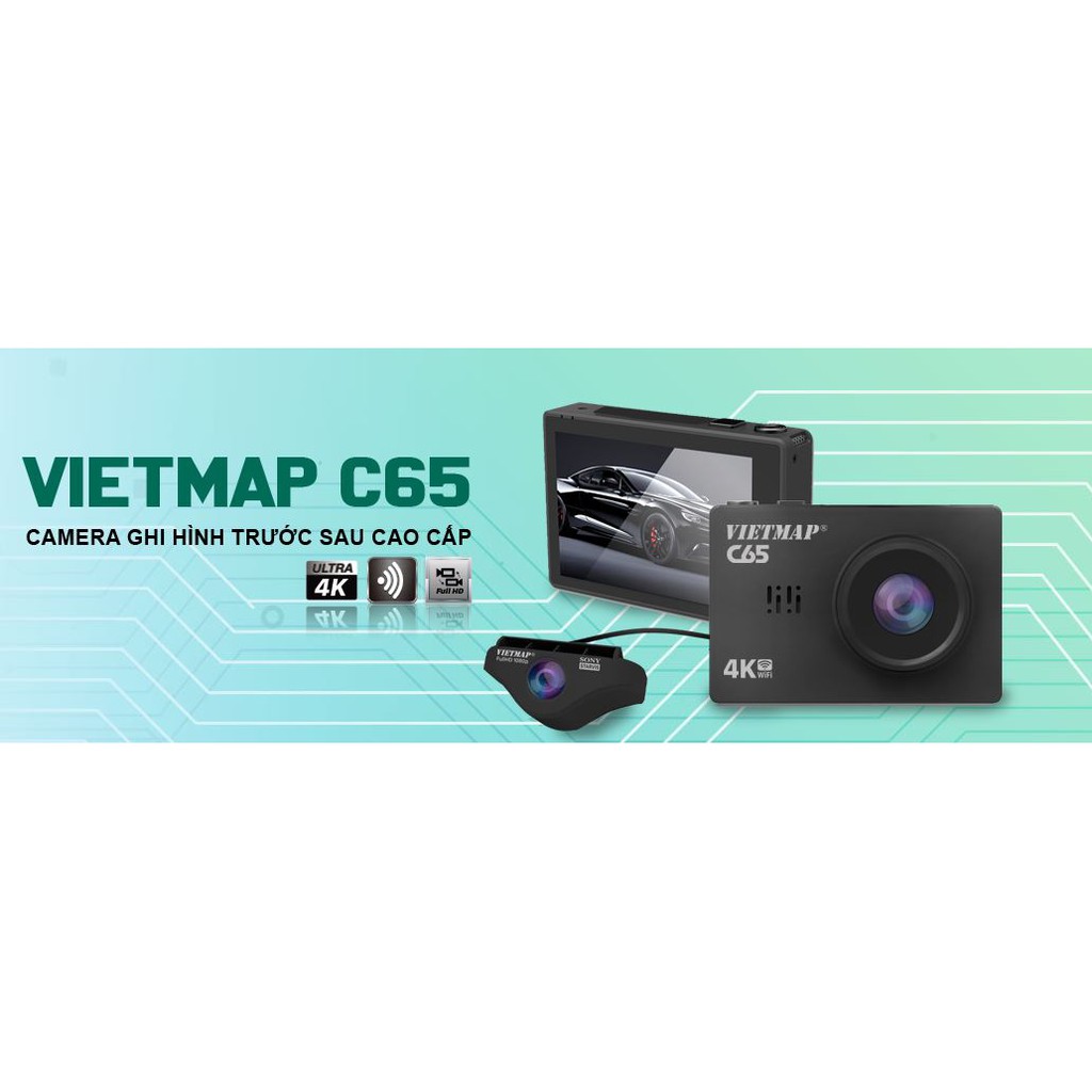VIETMAP C65 - Camera Hành Trình Cảm Ứng  - Ghi Hình Trước và Sau + Cảnh báo bằng giọng nói, tặng thẻ nhớ 32G