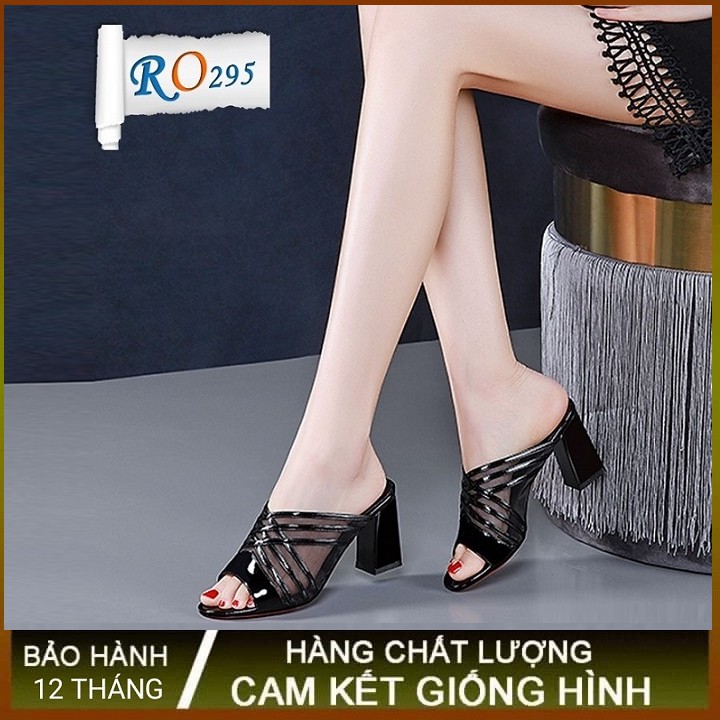 Dép nữ sandal cao gót 7p hàng hiệu rosata đẹp hai màu đen xám ro295