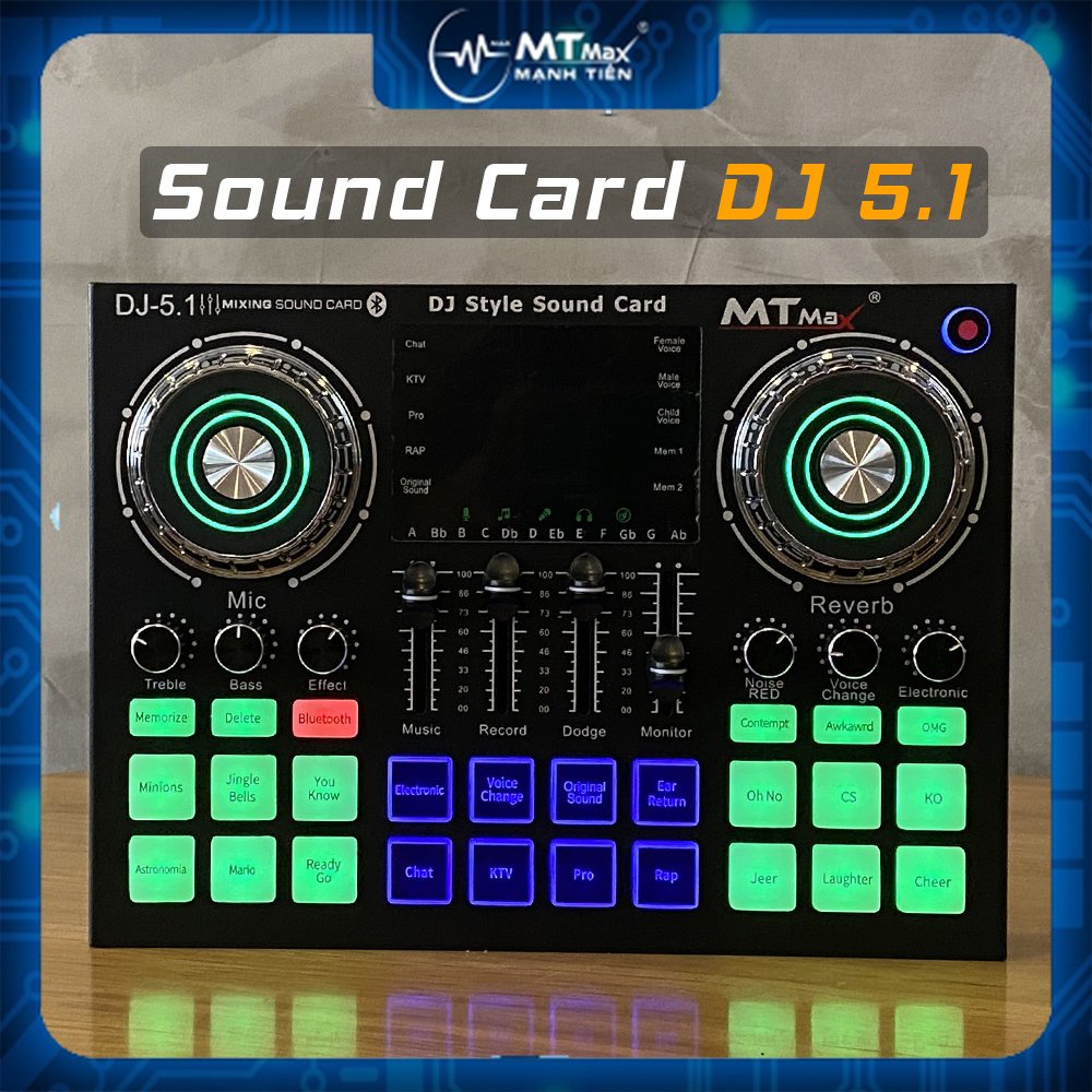 Sound card DJ 5.1 tích hợp nhiều chức năng đặc biệt Đầy đủ chức năng auto tune, đổi giọng,tự tách nhạc