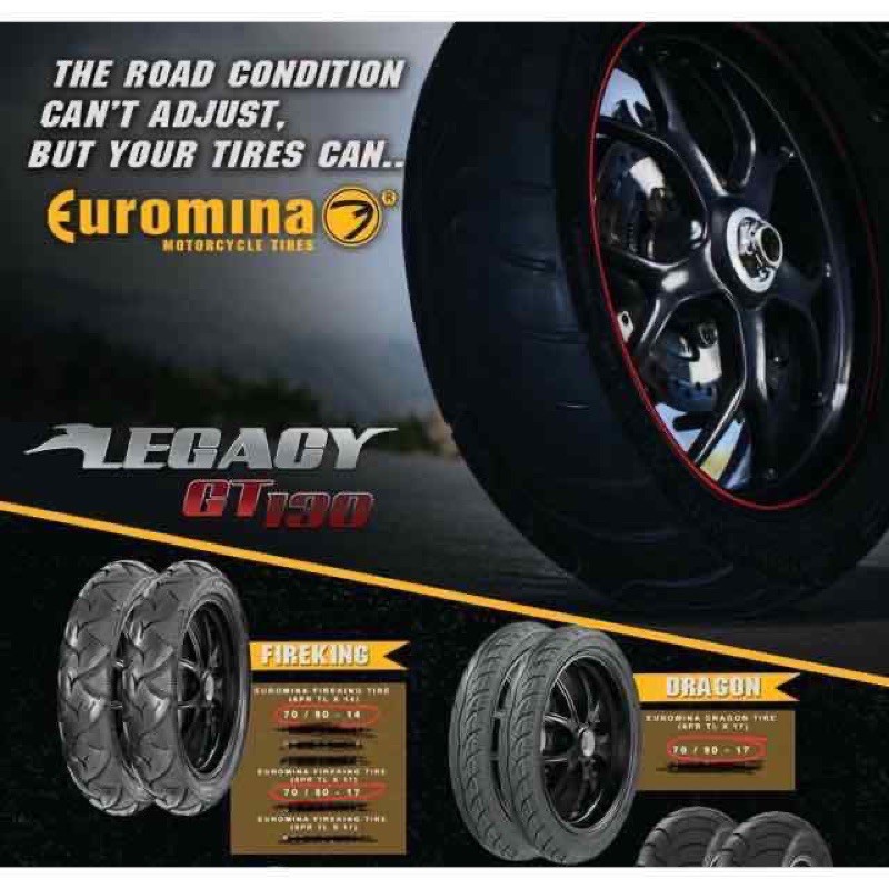 Lốp Winner, Exciter,Xe Số thông dụng cao cấp Euromina(Đạt E4 Châu Âu)(Gai liên hệ shop nhé)