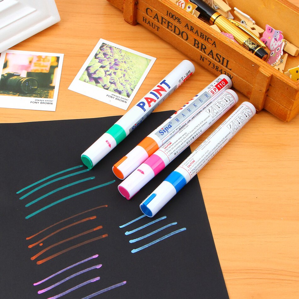 Bút Đánh Dấu Lốp Xe Hơi Cao Su/Kim Loại Cao Su 12 Màu Chống Nước