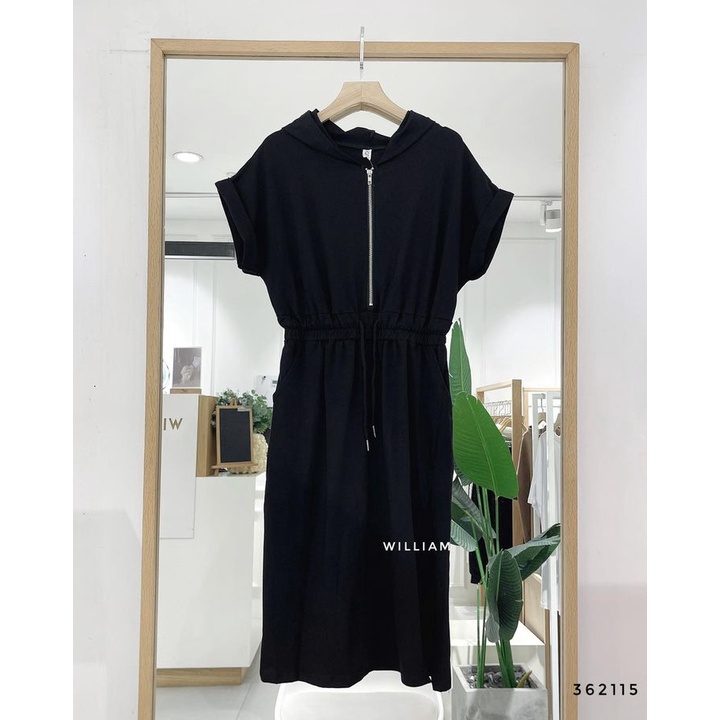 Đầm thun nón khoá kéo 6538