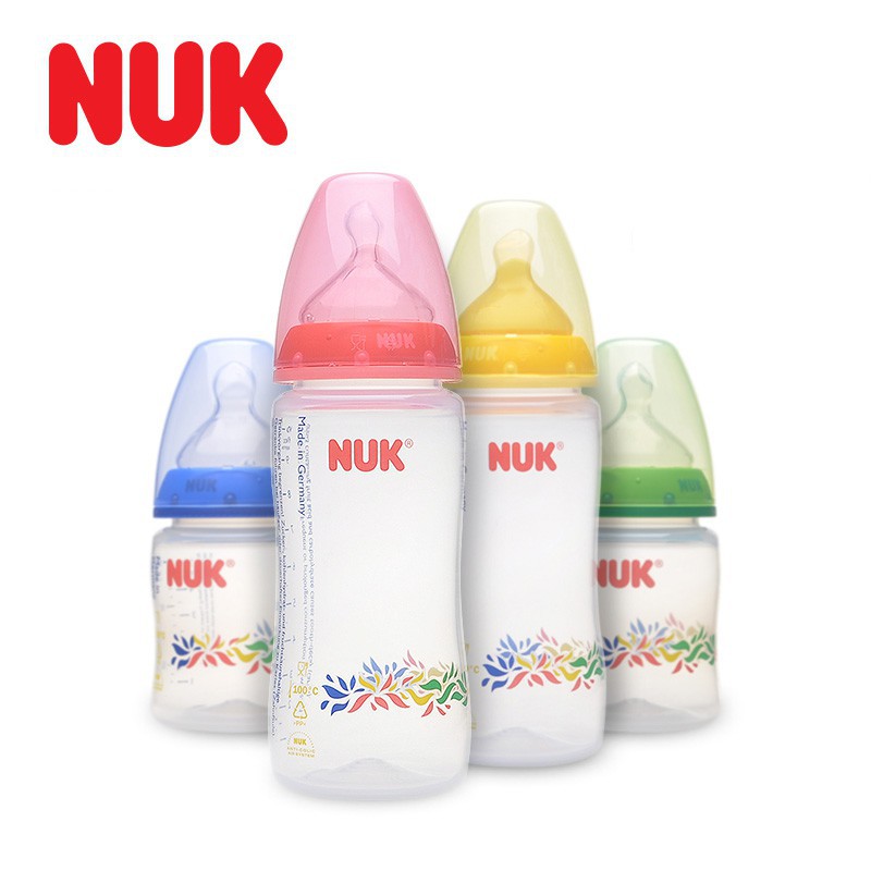 Bình sữa Nuk PP núm cao su cổ rộng 300ml [Chính hãng]