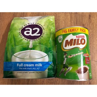 COMBO SỮA A2 NGUYÊN KEM 1KG VÀ SỮA MILO 1KG NHẬP ÚC