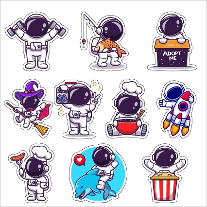 Bộ 10 Sticker ủi - Tem Ủi Nhiệt hình SPace dễ thương - Ủi áo - ủi balo - ủi nón